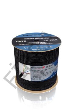 Apronx 305 Metre Cat6 Kablo SİYAH  Renk DIŞ ORTAM