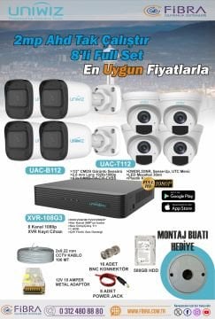 UNİWİZ AHD 2MP 8'Lİ TAK ÇALIŞTIR FULL SET