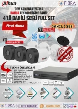 DAHUA SESLİ 2MP 4'LÜ FULL SET